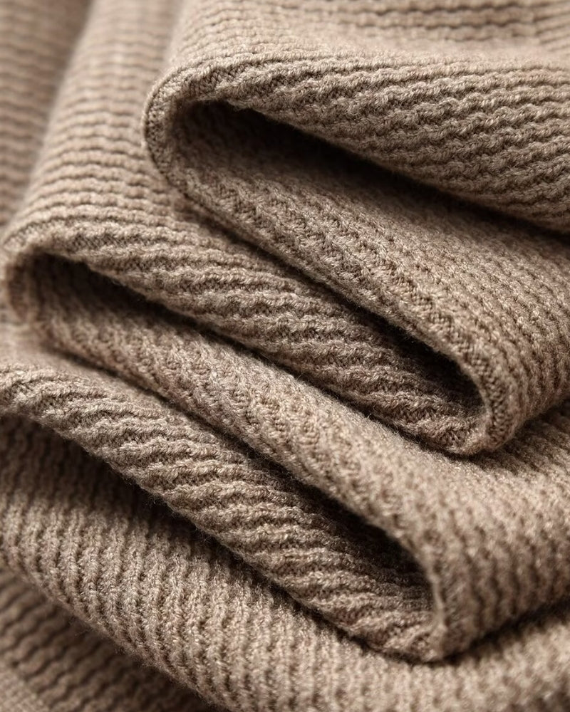 Textured Knit Polo Sweater